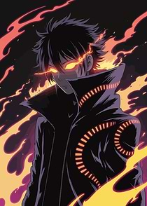 Anime Character with Fiery Eyes