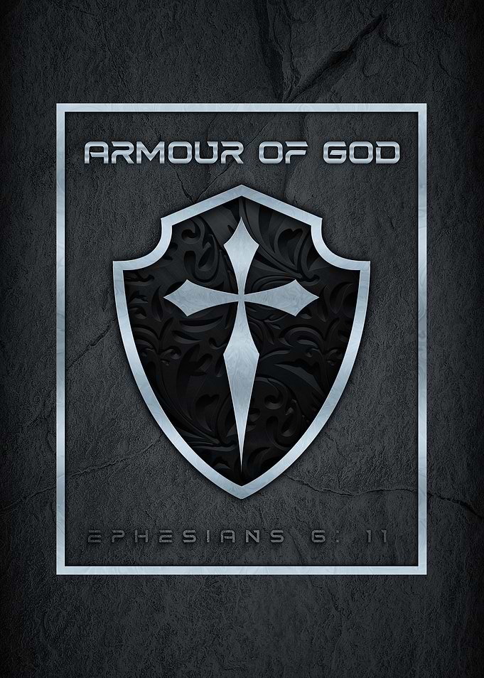 Armor of God Shield Silver Cross Christian Faith Bible Verse