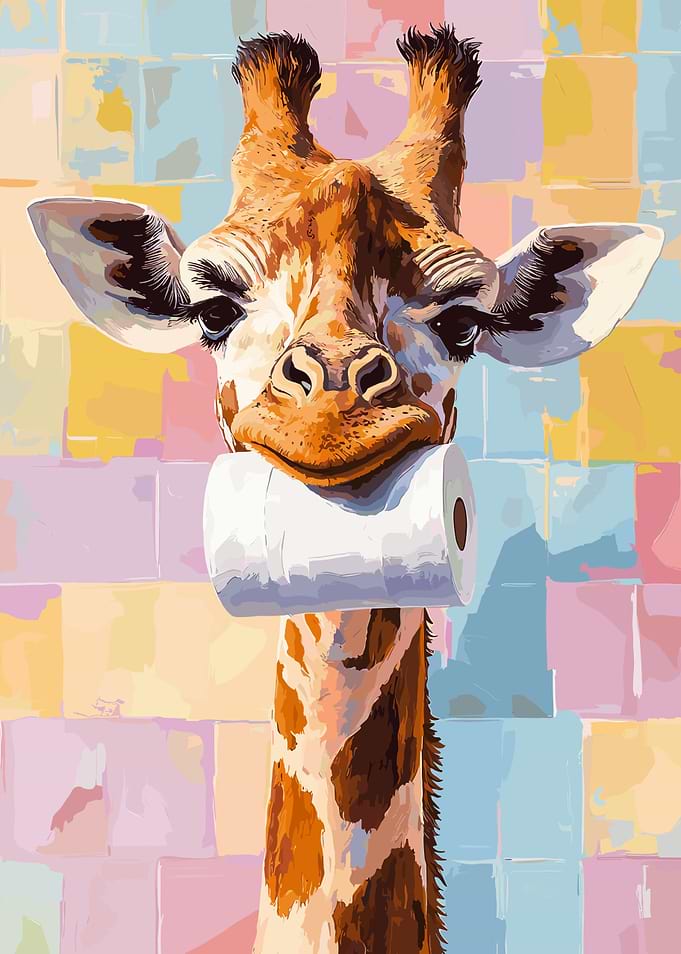 Giraffe with Toilet Paper Roll