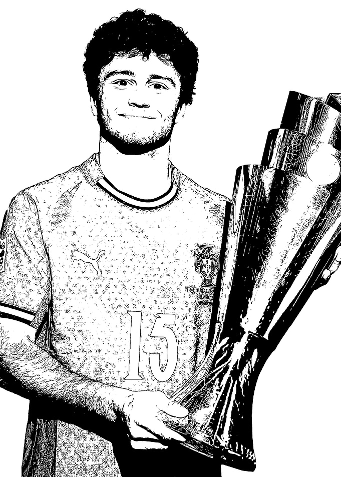 Joao Neves with Trophy Illustration