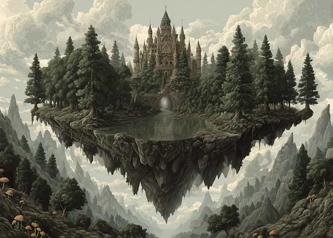 Floating Island Castle Fantasy Landscape