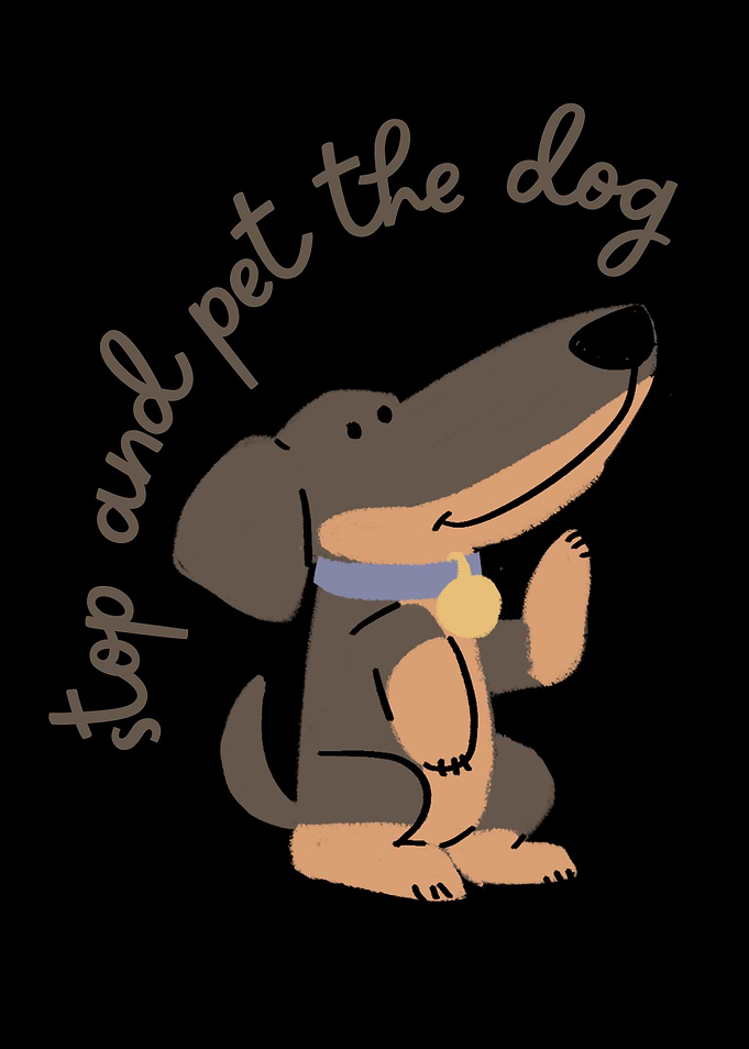 Stop and Pet the Dog Illustration