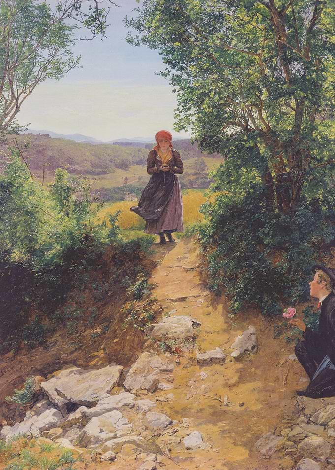 Romantic Encounter in a Landscape Painting