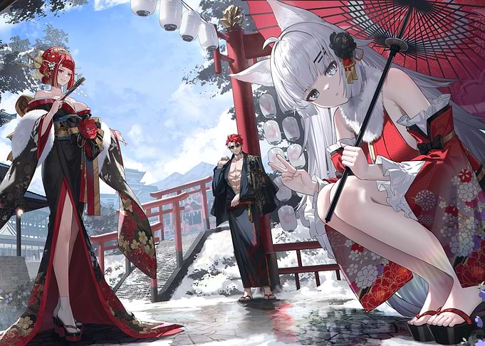 Punishing Gray Raven Characters in Kimonos