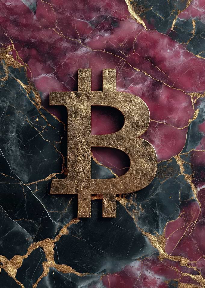 Golden Bitcoin on Marble