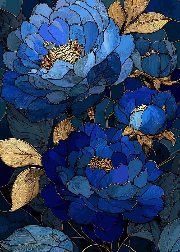 Blue and Gold Floral Pattern