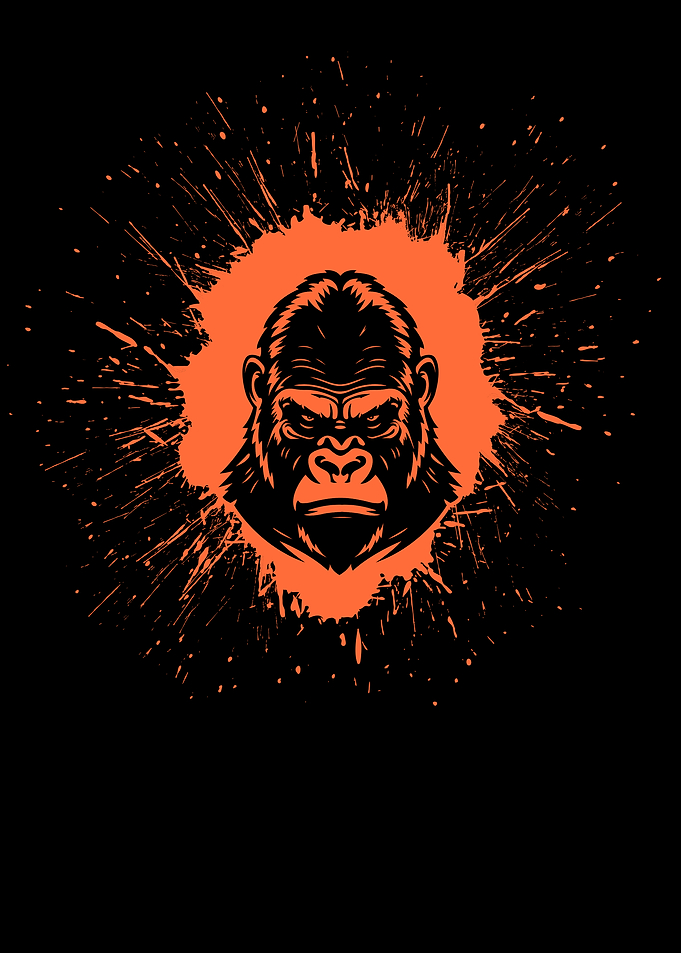 Gorilla Head with Orange Splatter