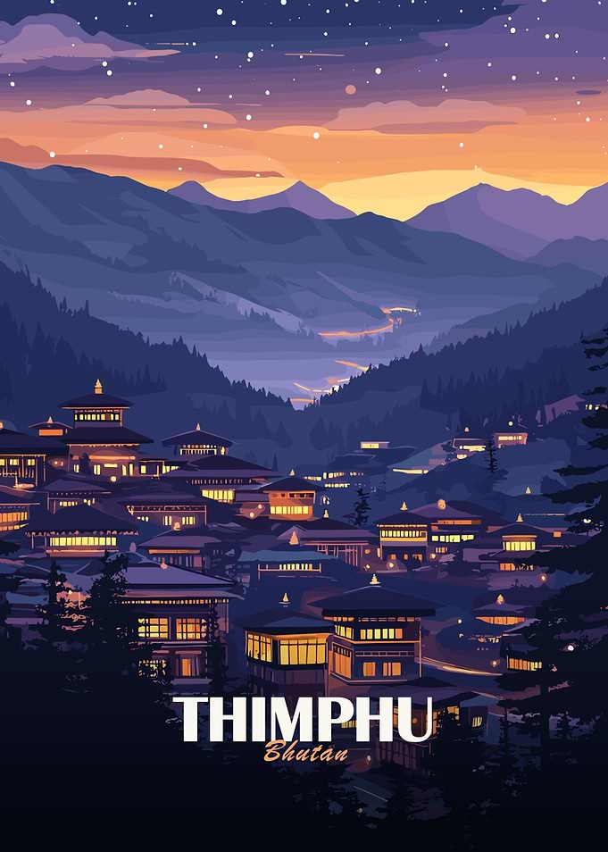 Thimphu, Bhutan at Night
