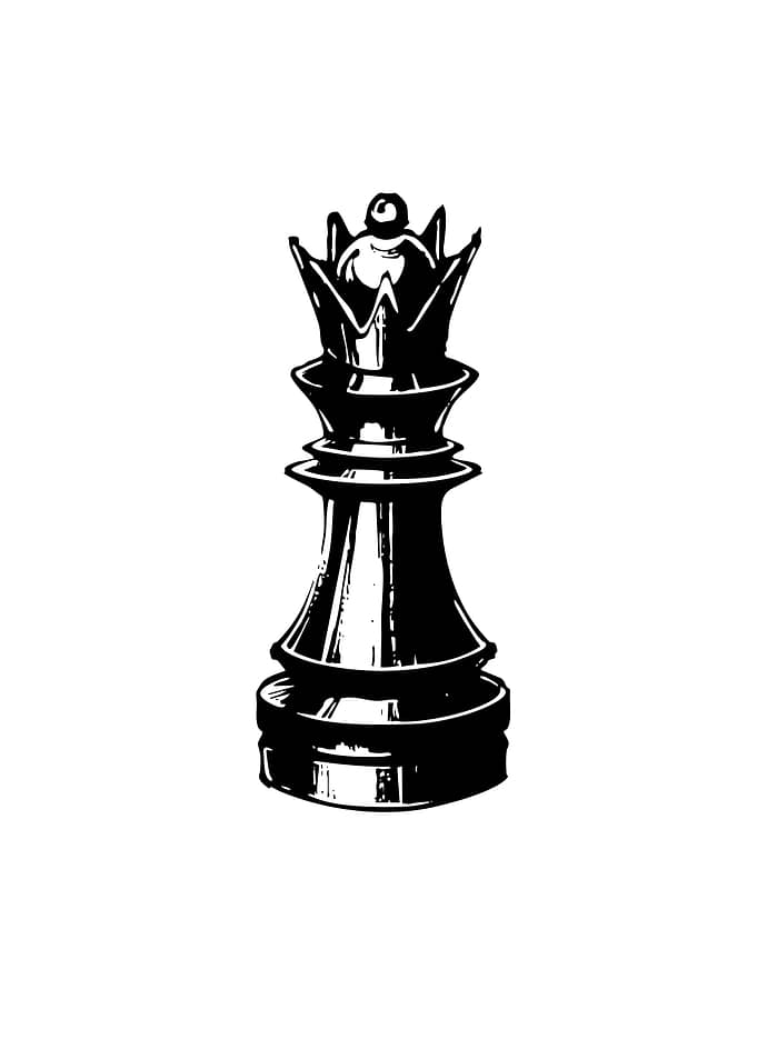 Chess Queen Piece Black and White