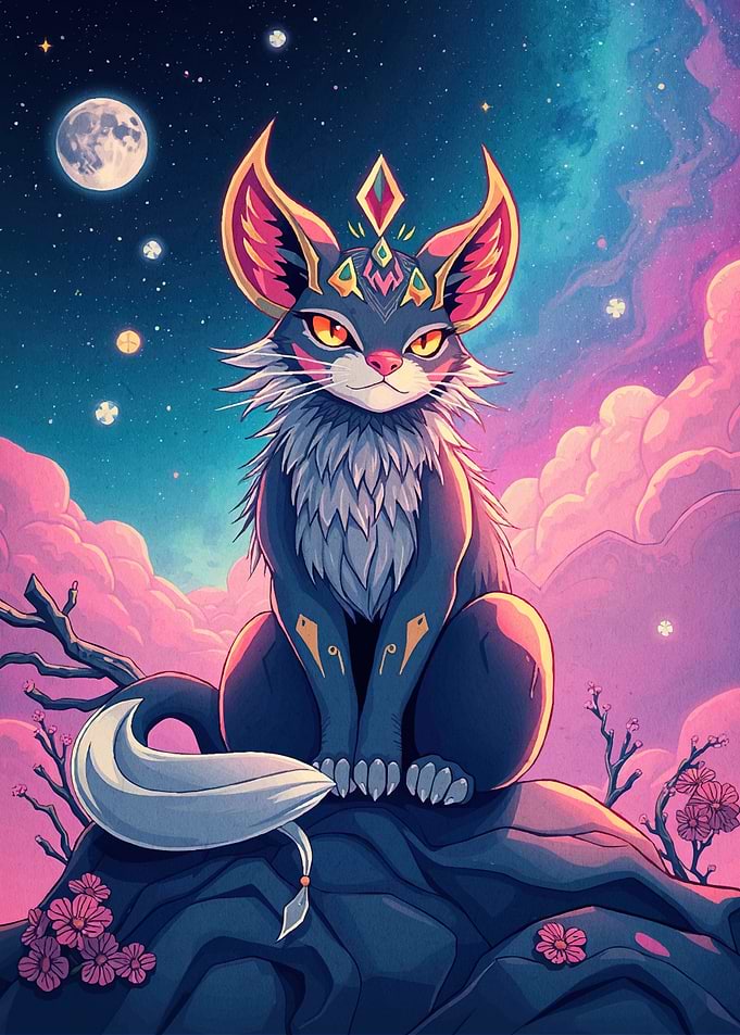 Fantasy Cat Starry Sky