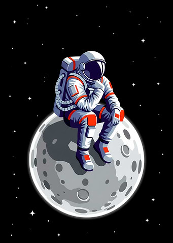 Contemplative Astronaut on the Moon