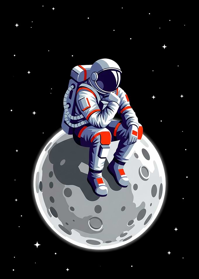 Contemplative Astronaut on the Moon
