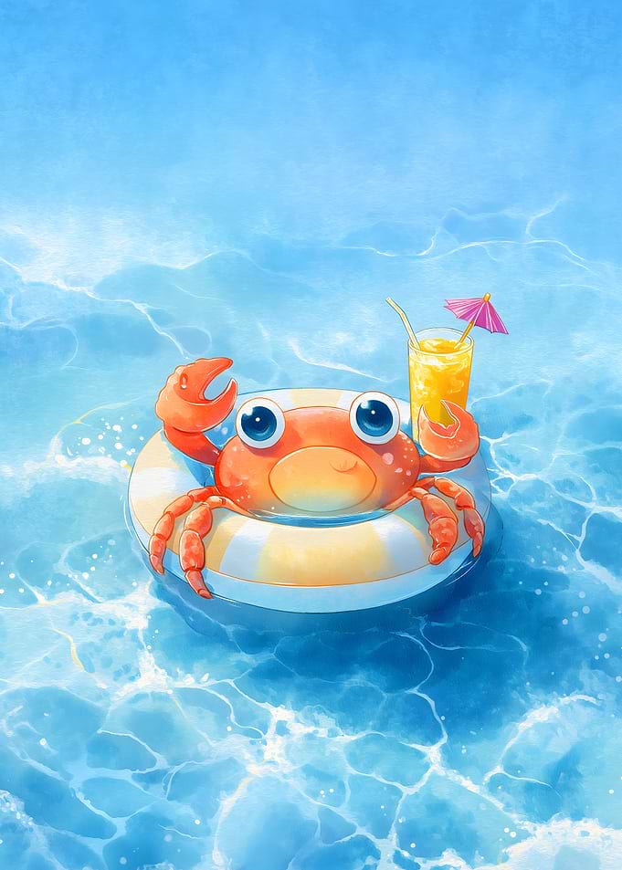 Crab on Float with Drink