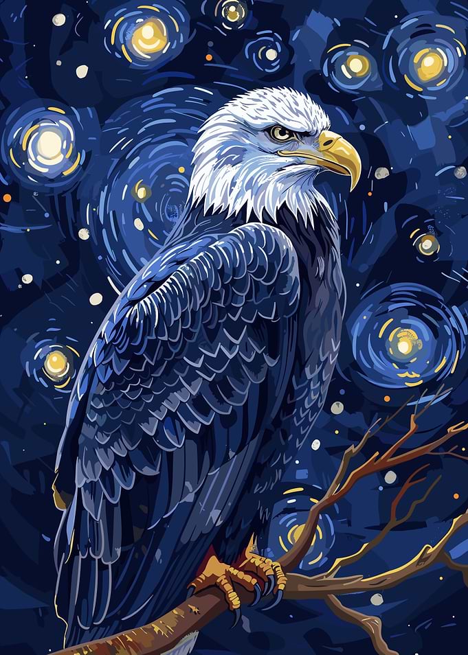 Eagle in Starry Night Style