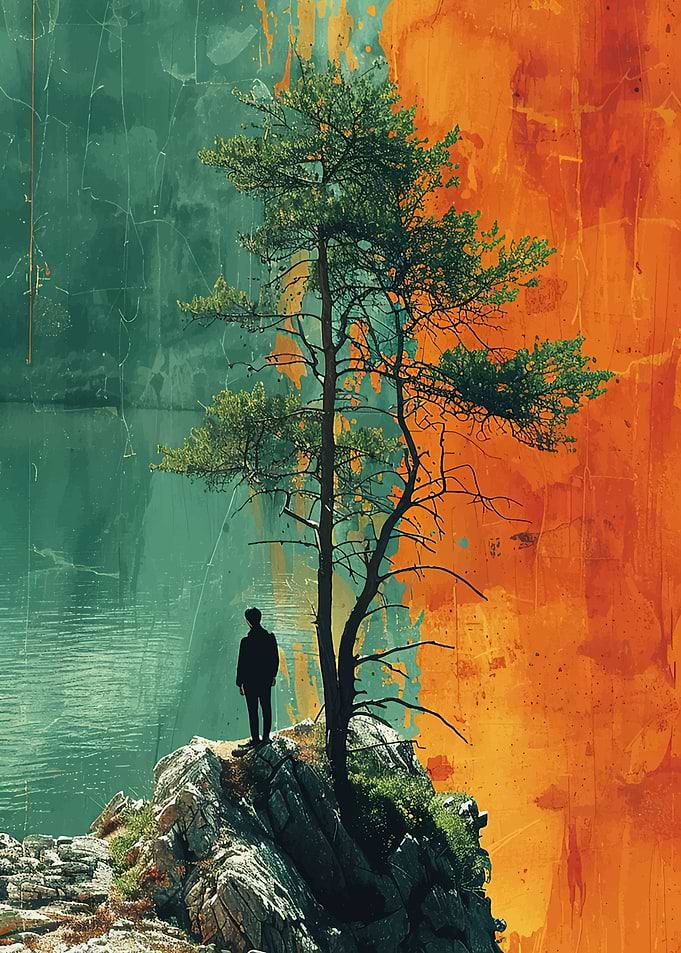 Solitary Figure by a Tree