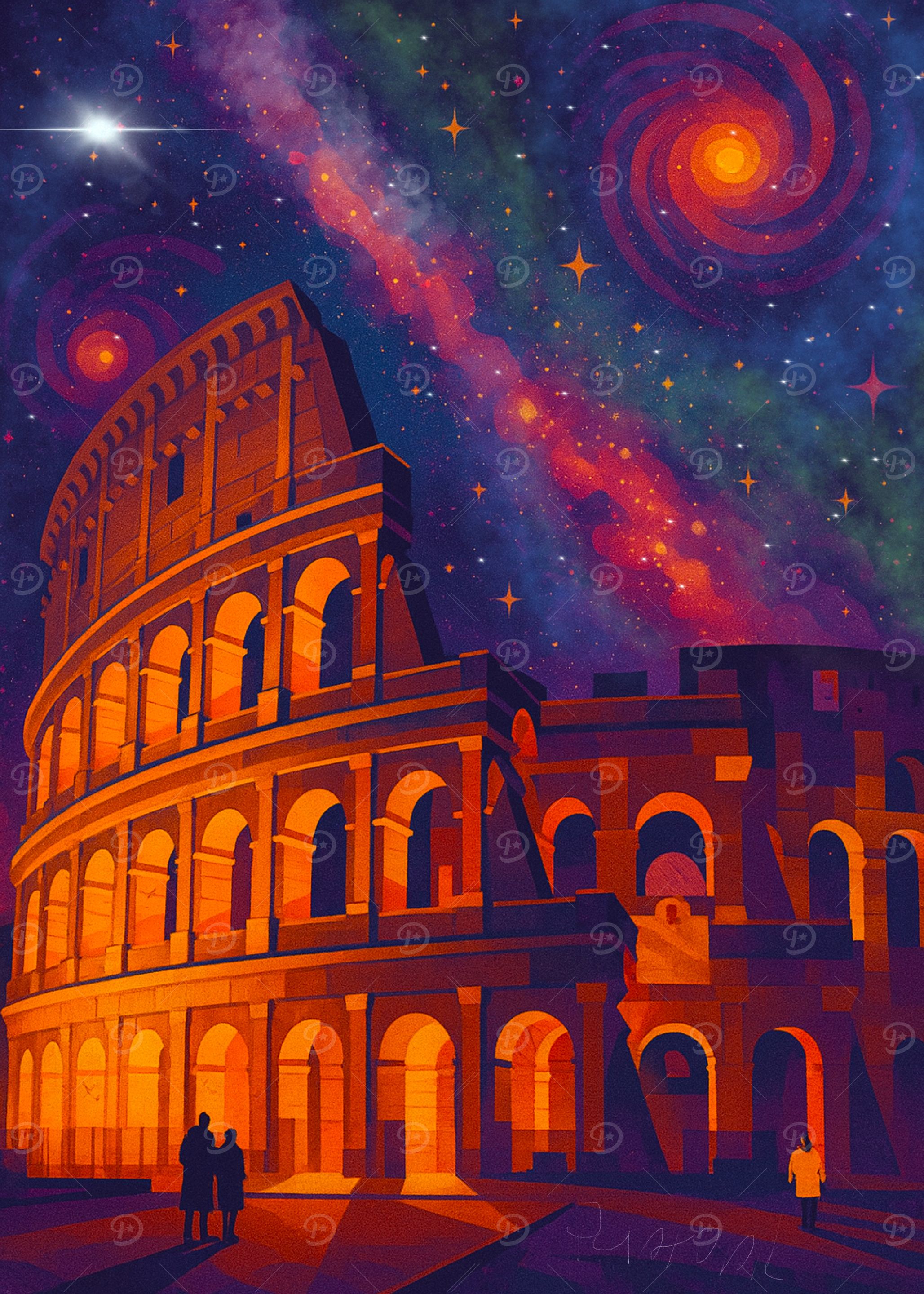 “Colosseum Beneath a Cosmic Night”