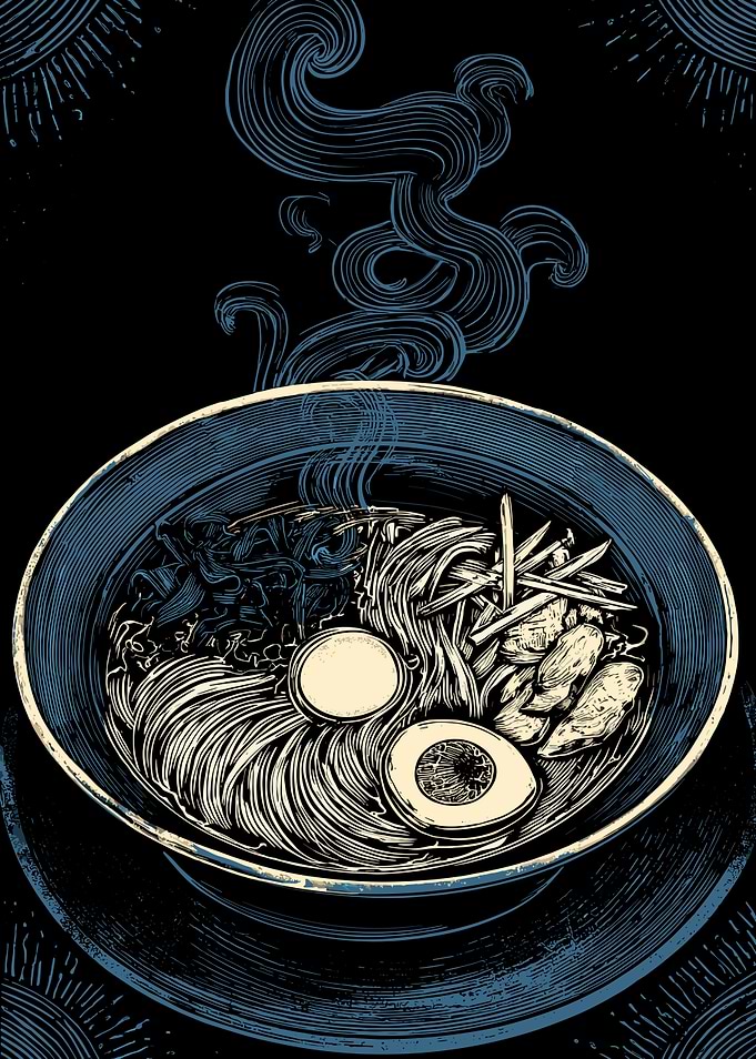 Detailed Ramen Bowl Illustration