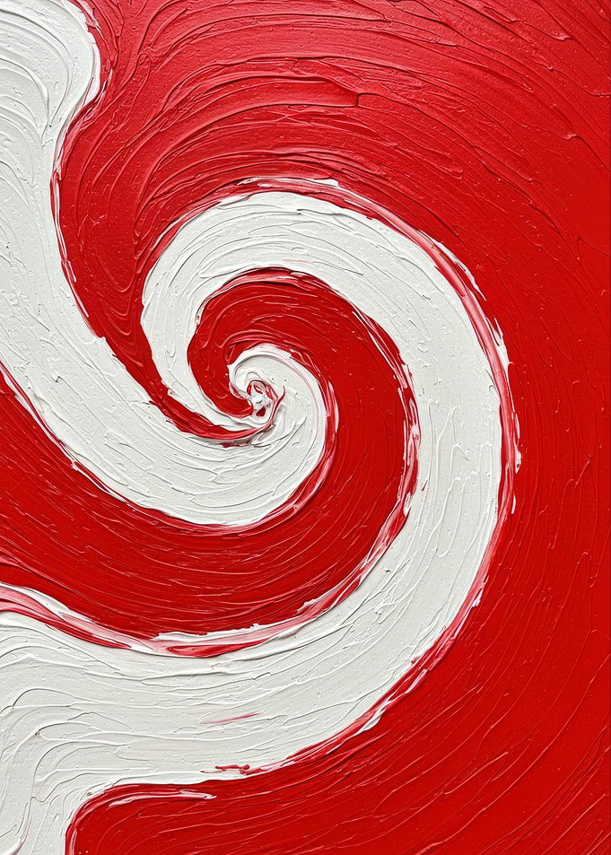 Red and White Swirl Painting