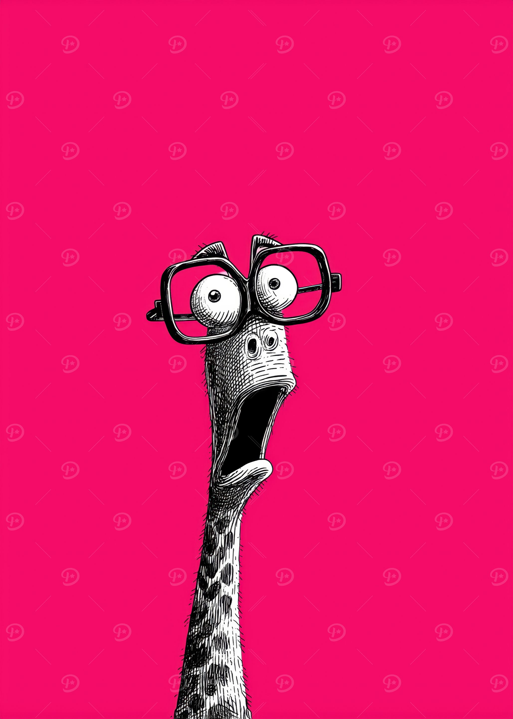 Surprised Giraffe with Glasses Illustration