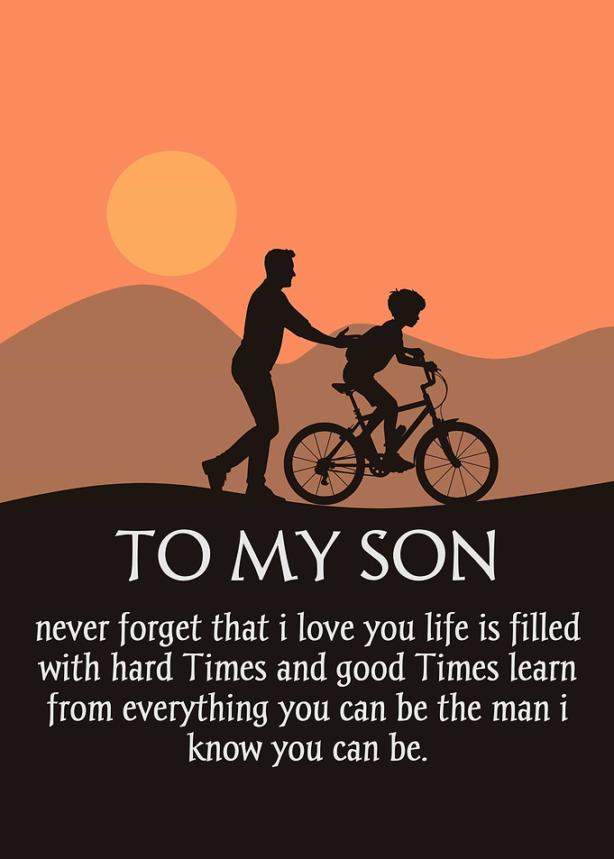 Father and Son Silhouette with Message