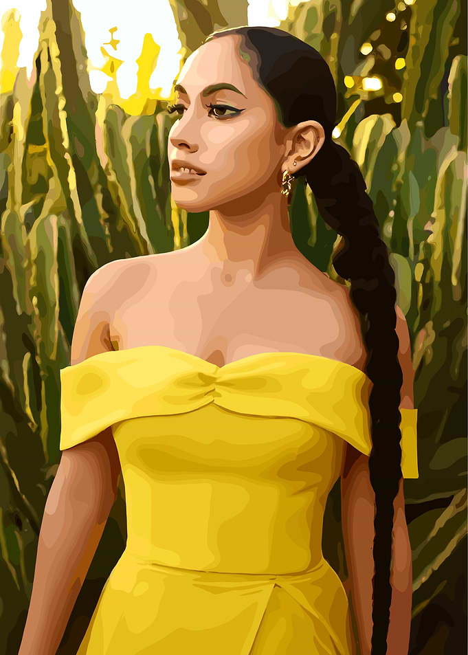 Woman in Yellow Dress Digital Art