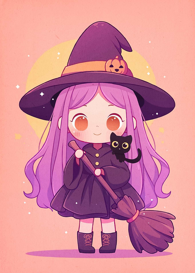 Cute Witch Cat