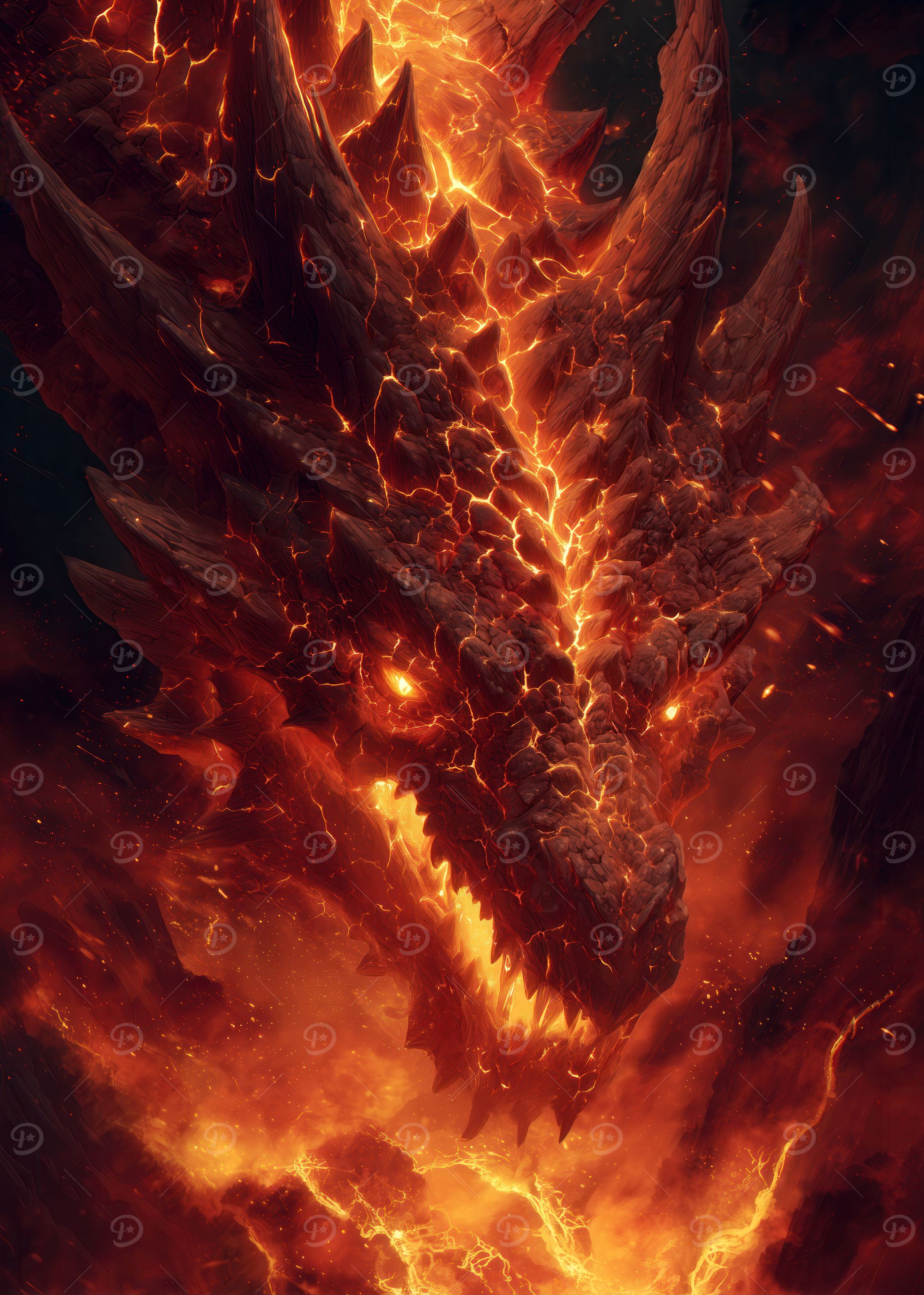 Fiery Lava Dragon Portrait