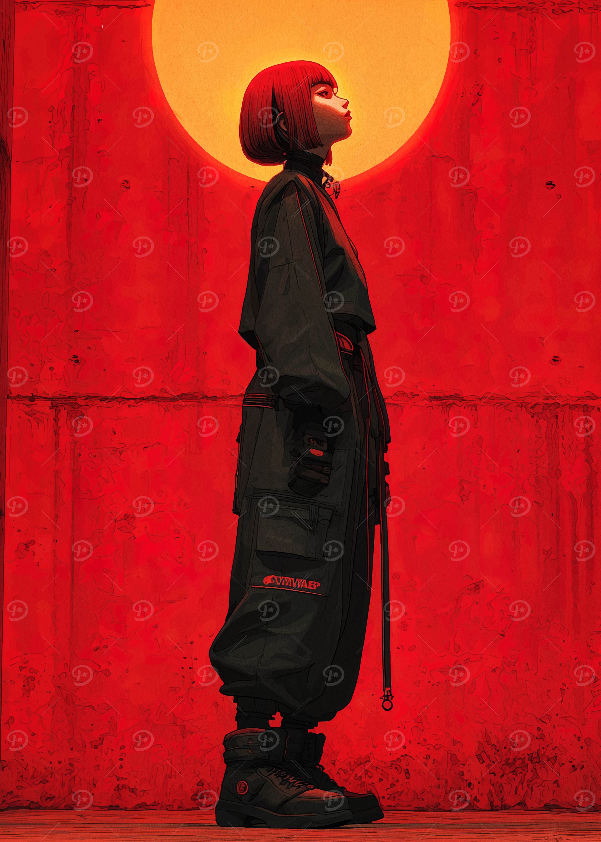 Cyberpunk Girl in Red Light