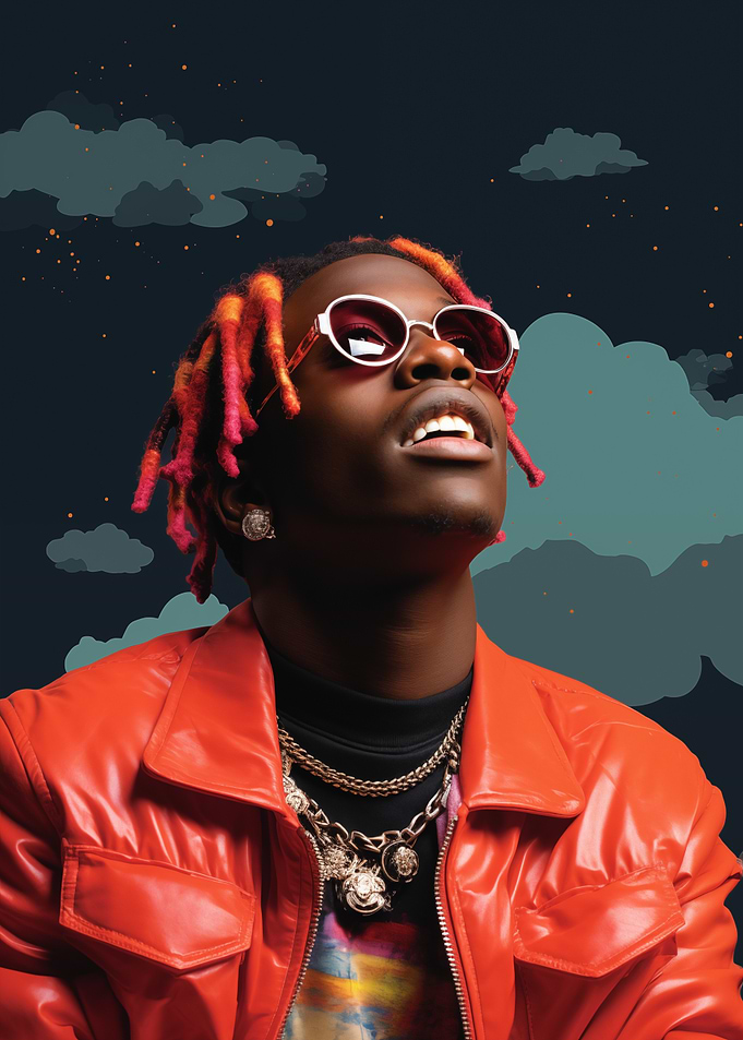 Lil Yachty with dreadlocks and red jacket