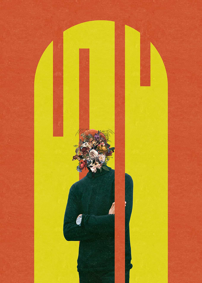 Digital Pop Art Floral Portrait Collage