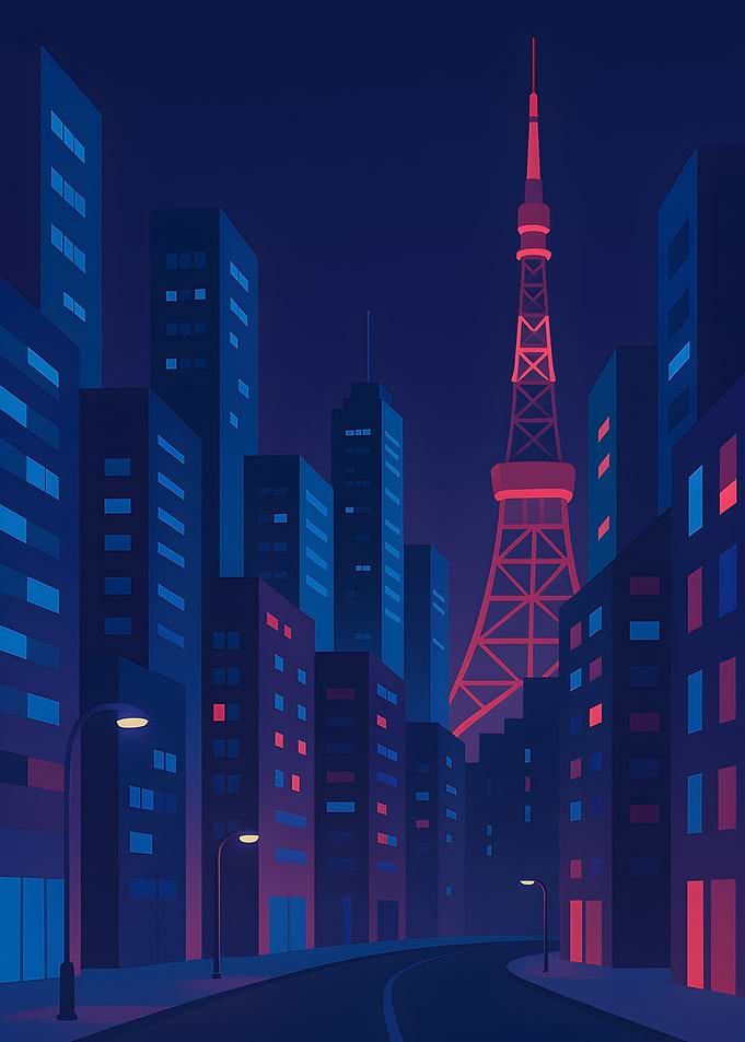 Night Cityscape with Tower