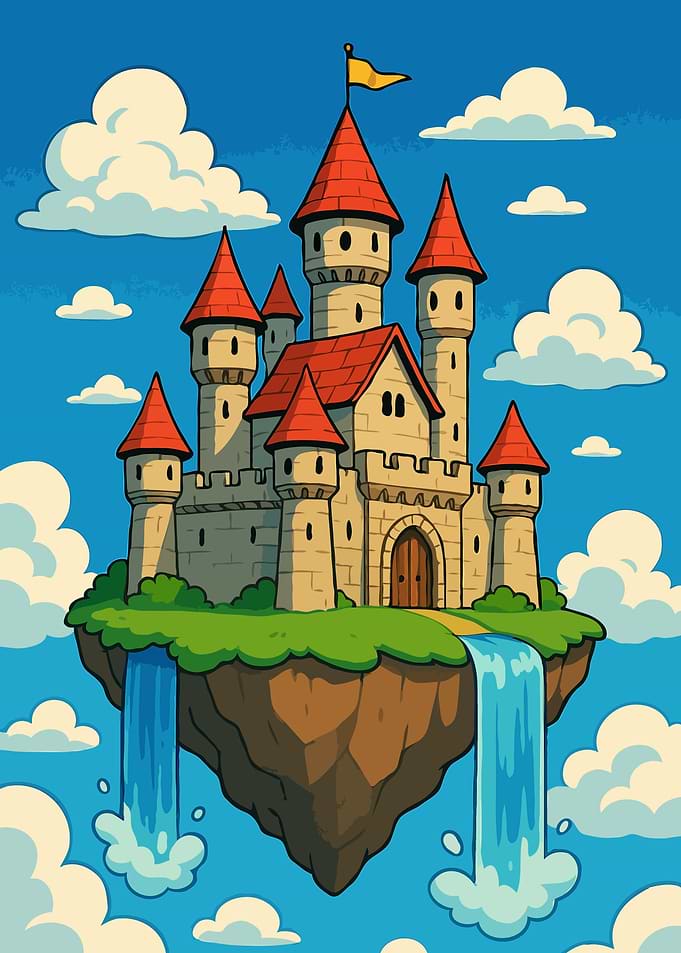 Floating Castle in the Sky Illustration