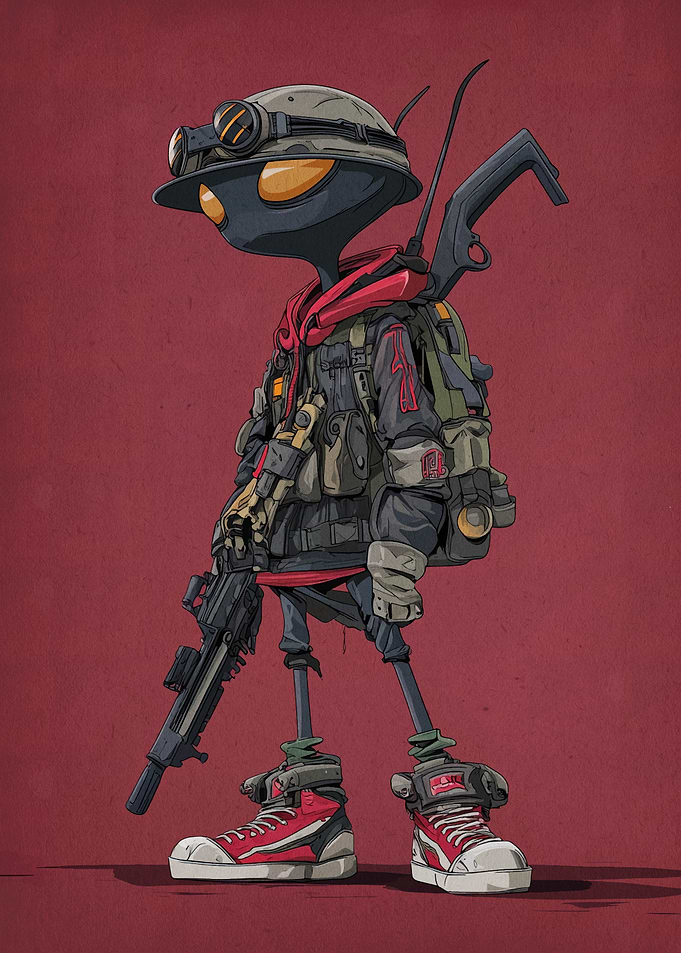 Stylized Soldier Character with Gun