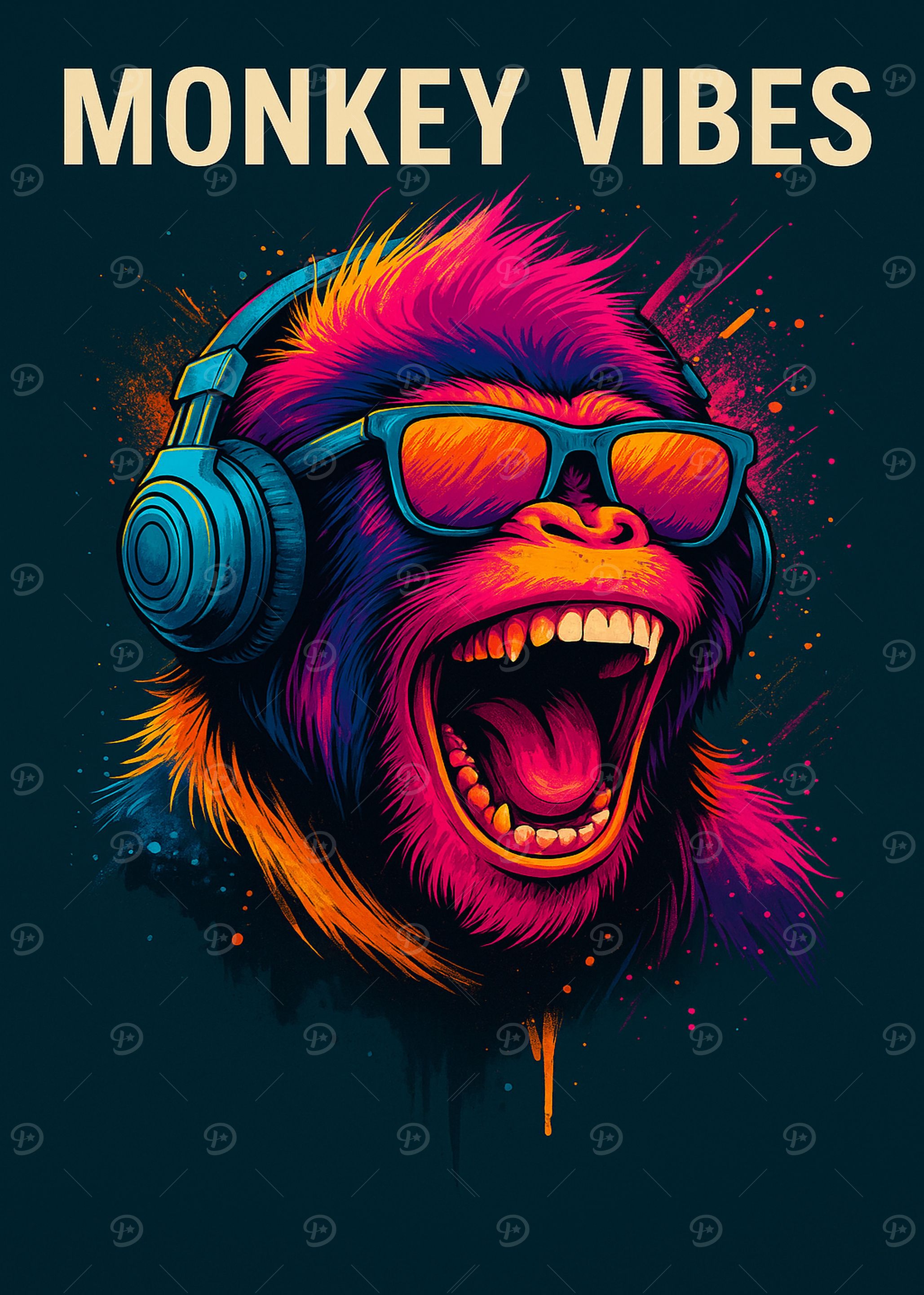 Monkey Vibes Colorful Portrait