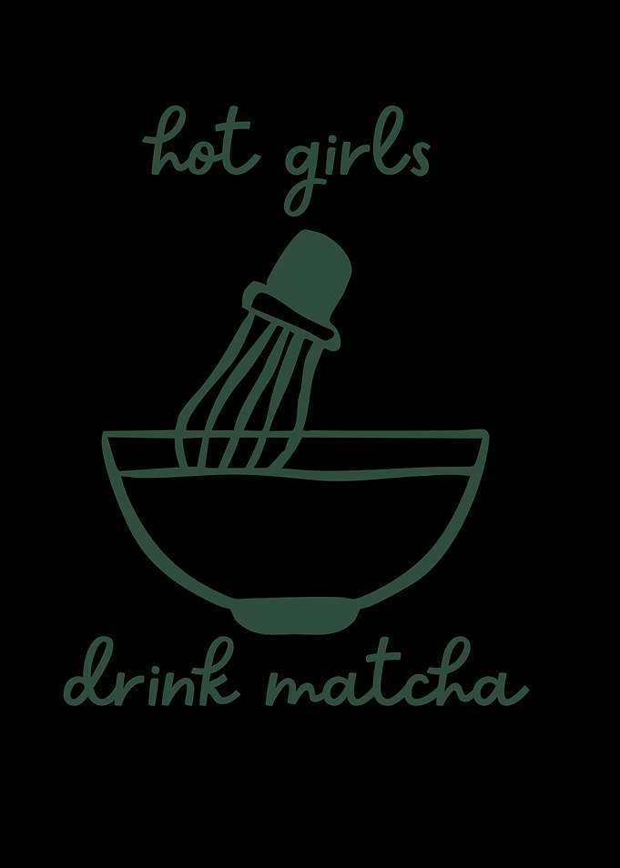 Hot Girls Drink Matcha Illustration