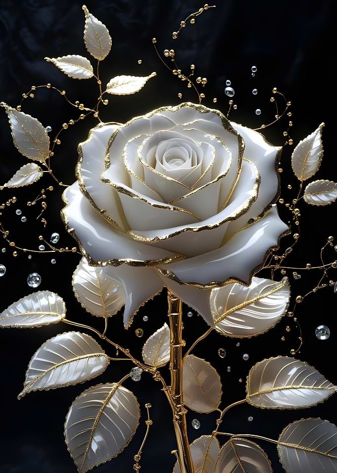 Elegant White and Gold Rose