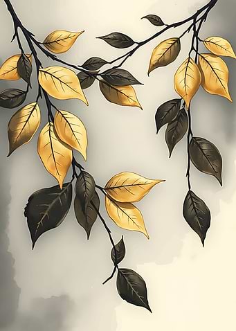 Golden and Brown Autumn Leaves Illustration