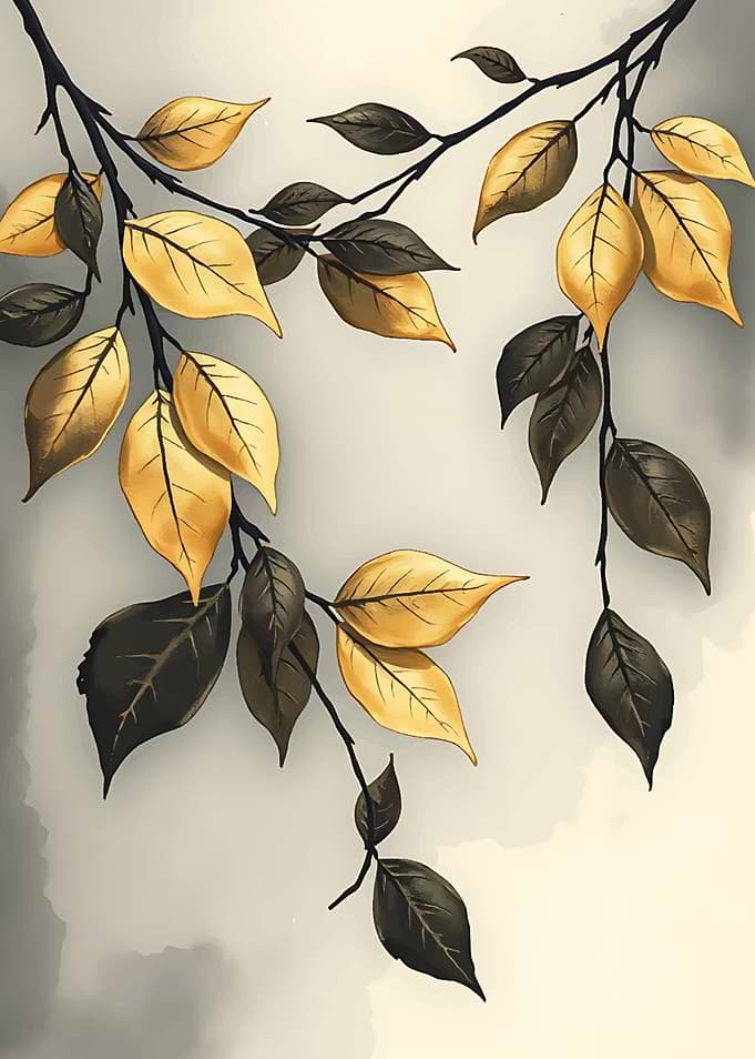 Golden and Brown Autumn Leaves Illustration