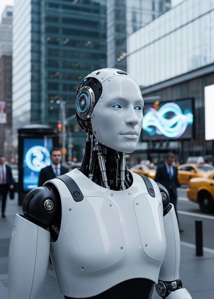 Humanoid Robot in New-York Cityscape