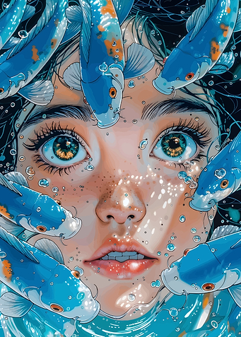 Girl with Koi Fish