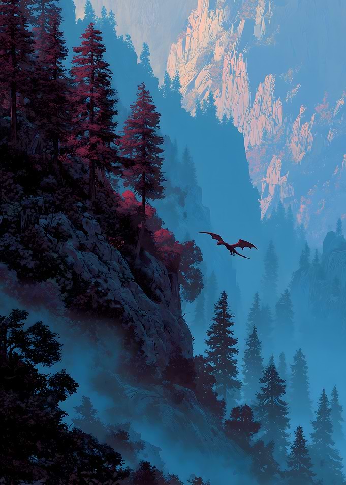 Dragon Flying Mountain Landscape