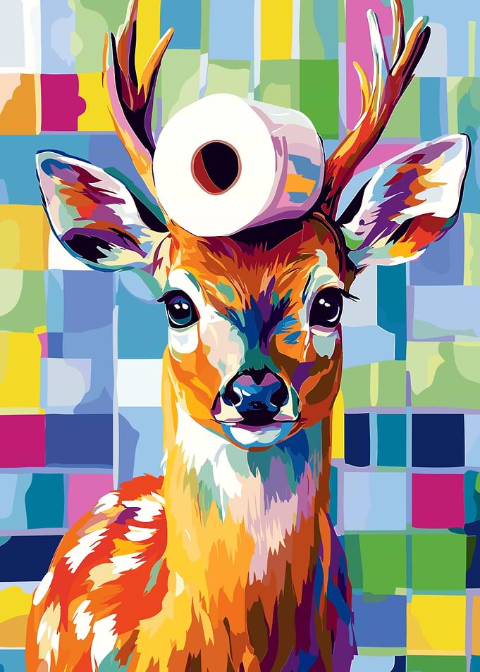 Colorful Deer with Toilet Paper Roll
