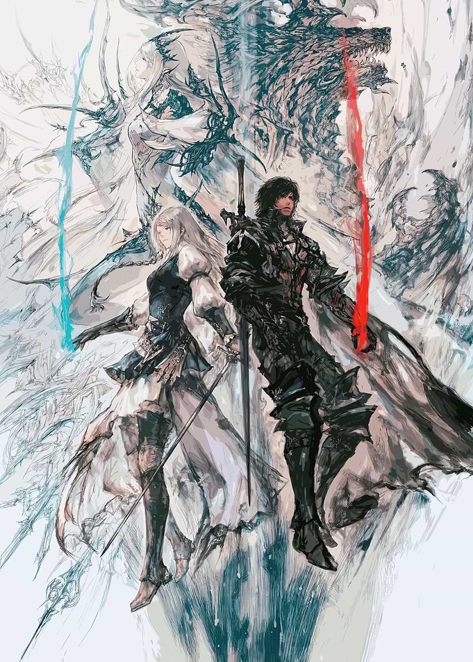 Fantasy Warriors with Dragon Background