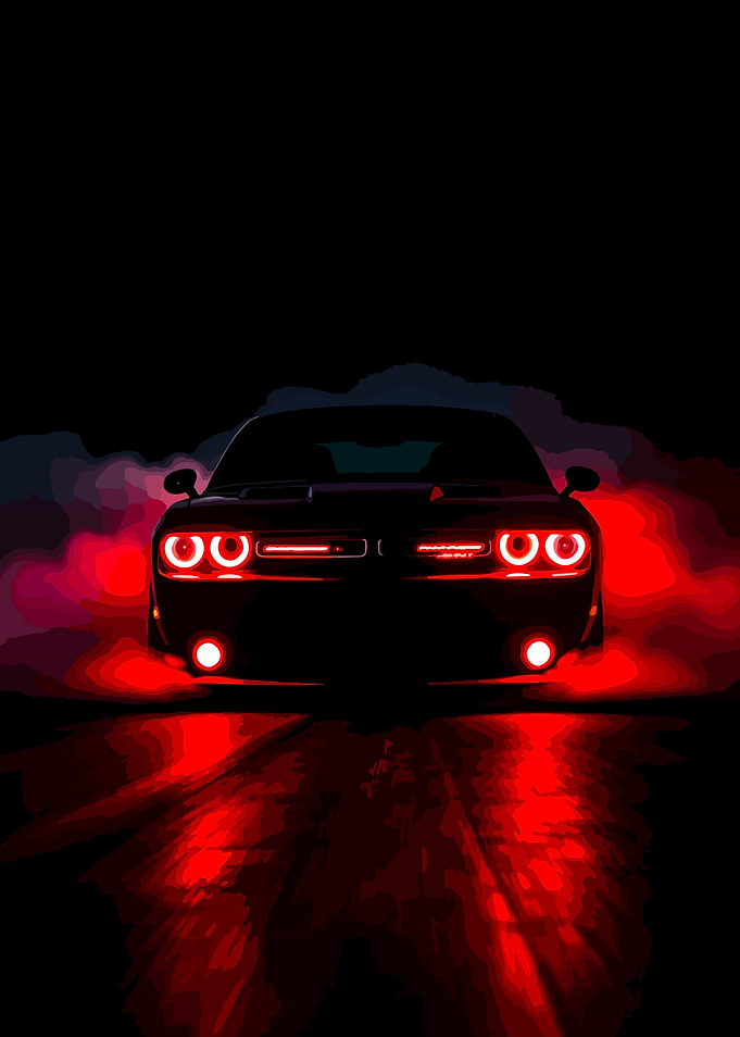 Dodge Challenger with Red Lights