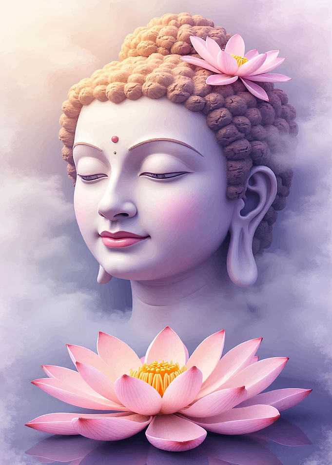Buddha with Lotus Flowers