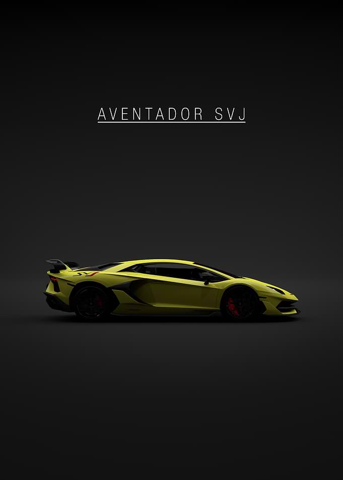 Yellow Lamborghini Aventador SVJ on Black