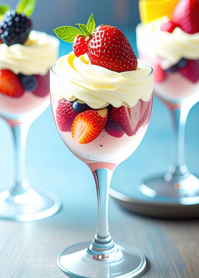 Berry Dessert Parfaits with Whipped Cream