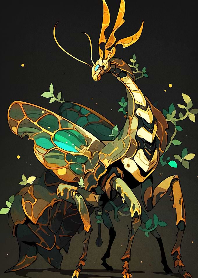 Stylized Praying Mantis Vines