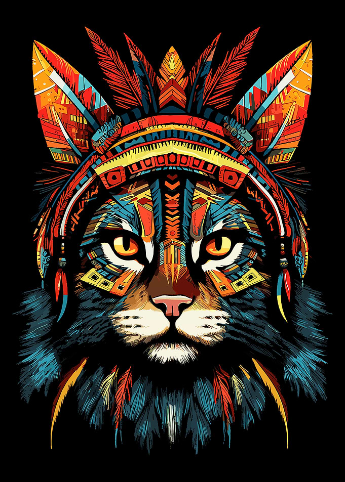 Tribal Cat Portrait