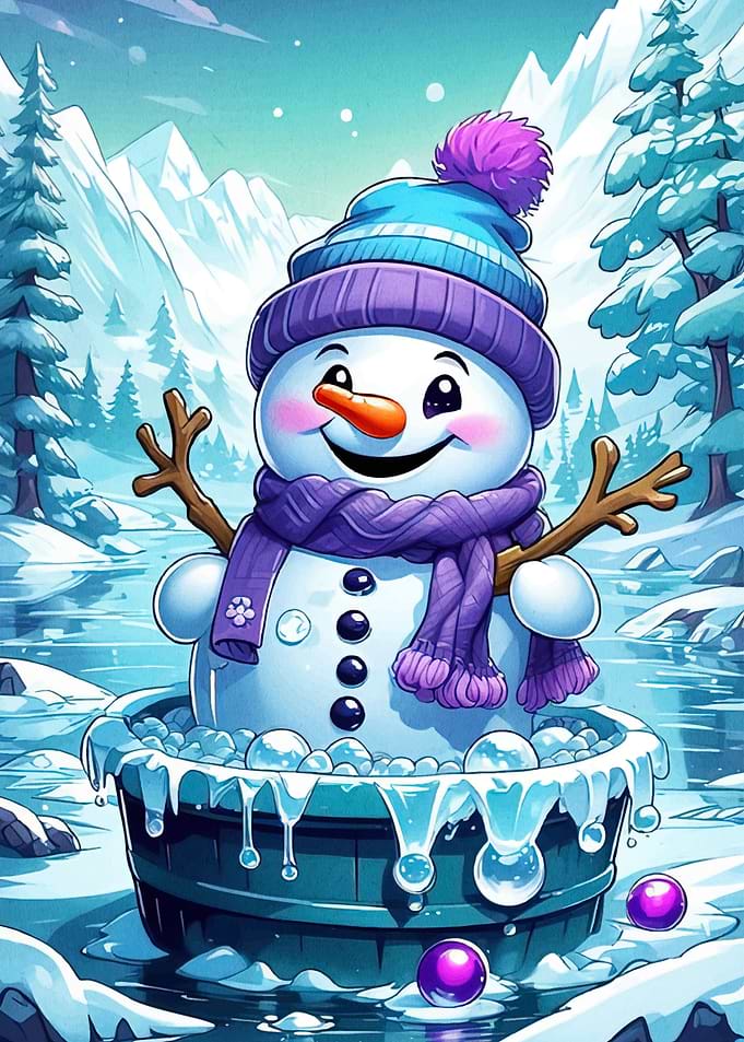 Snowman Winter Landscape